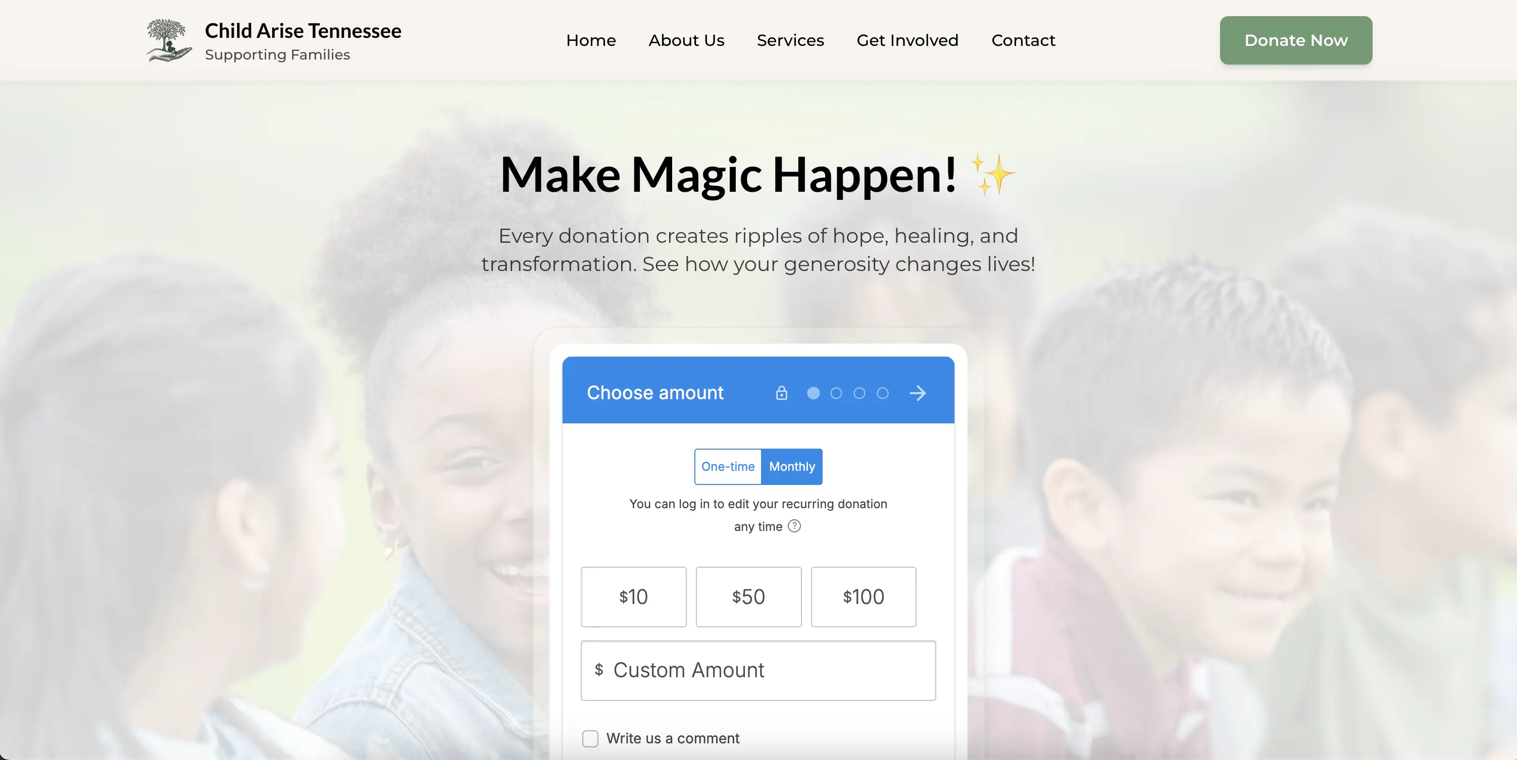 Child Arise TN donation flow