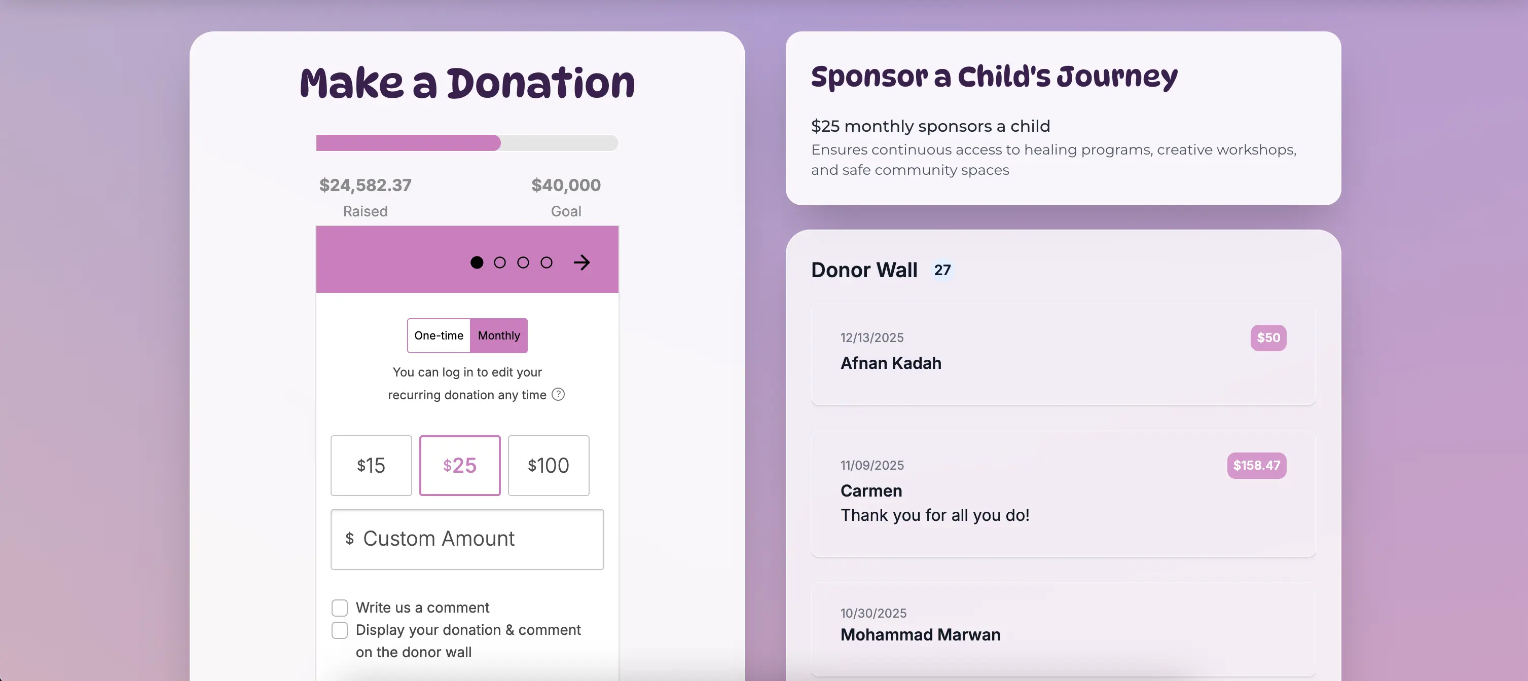 Taabu Club donation flow
