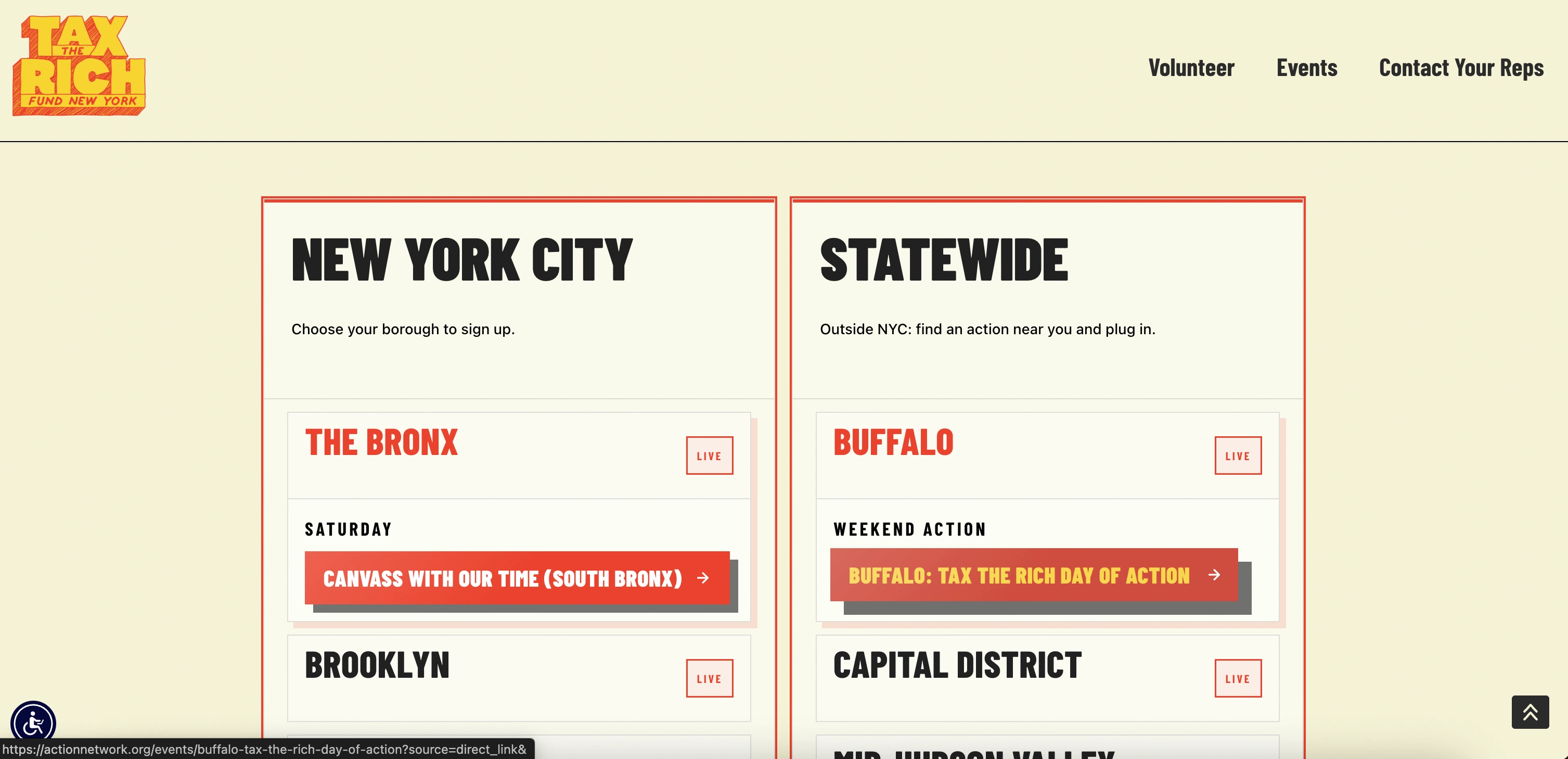 Tax The Rich NY – events listing page